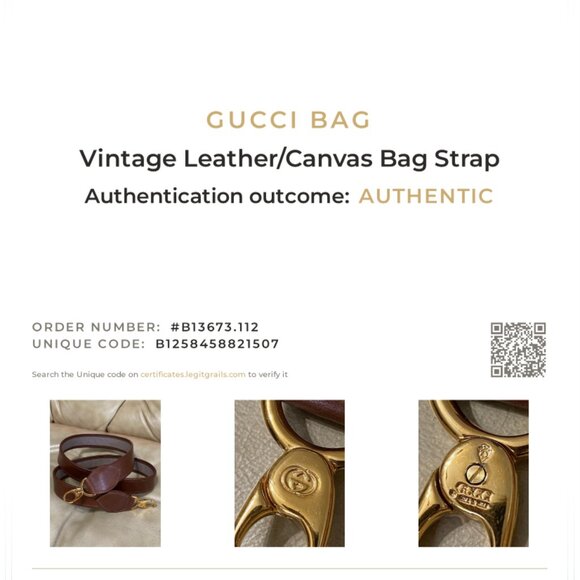 COA Gucci Replacement Strap Vintage Leather for Briefcase or Bag - Picture 2 of 9